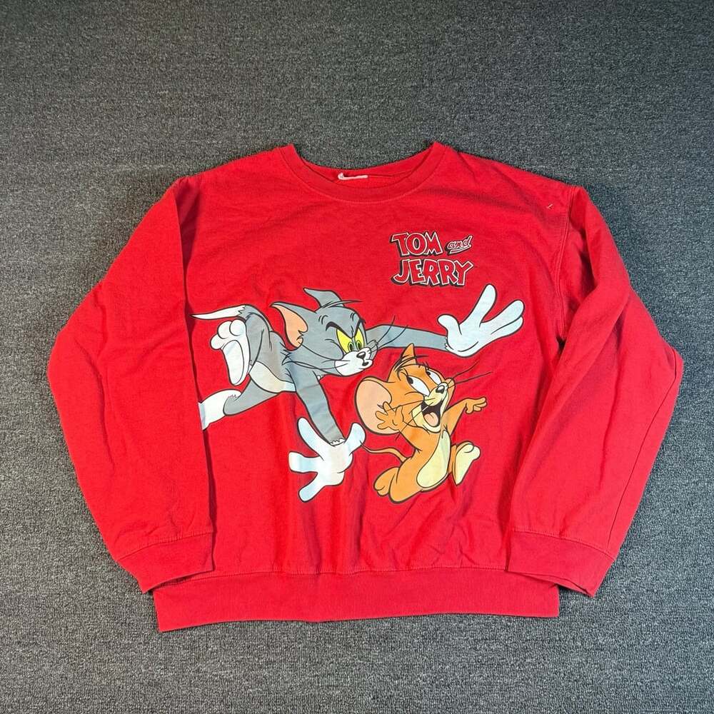 Tom and Jerry Red Graphic Fleece Sweatshirt